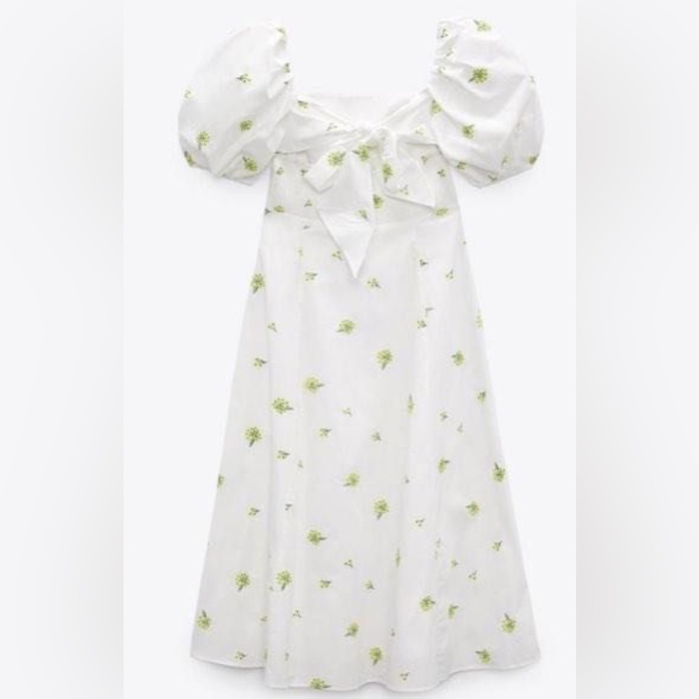 #106 - ZARA White Embroidered Poplin Long Dress -  Size Small - Picture 3 of 15